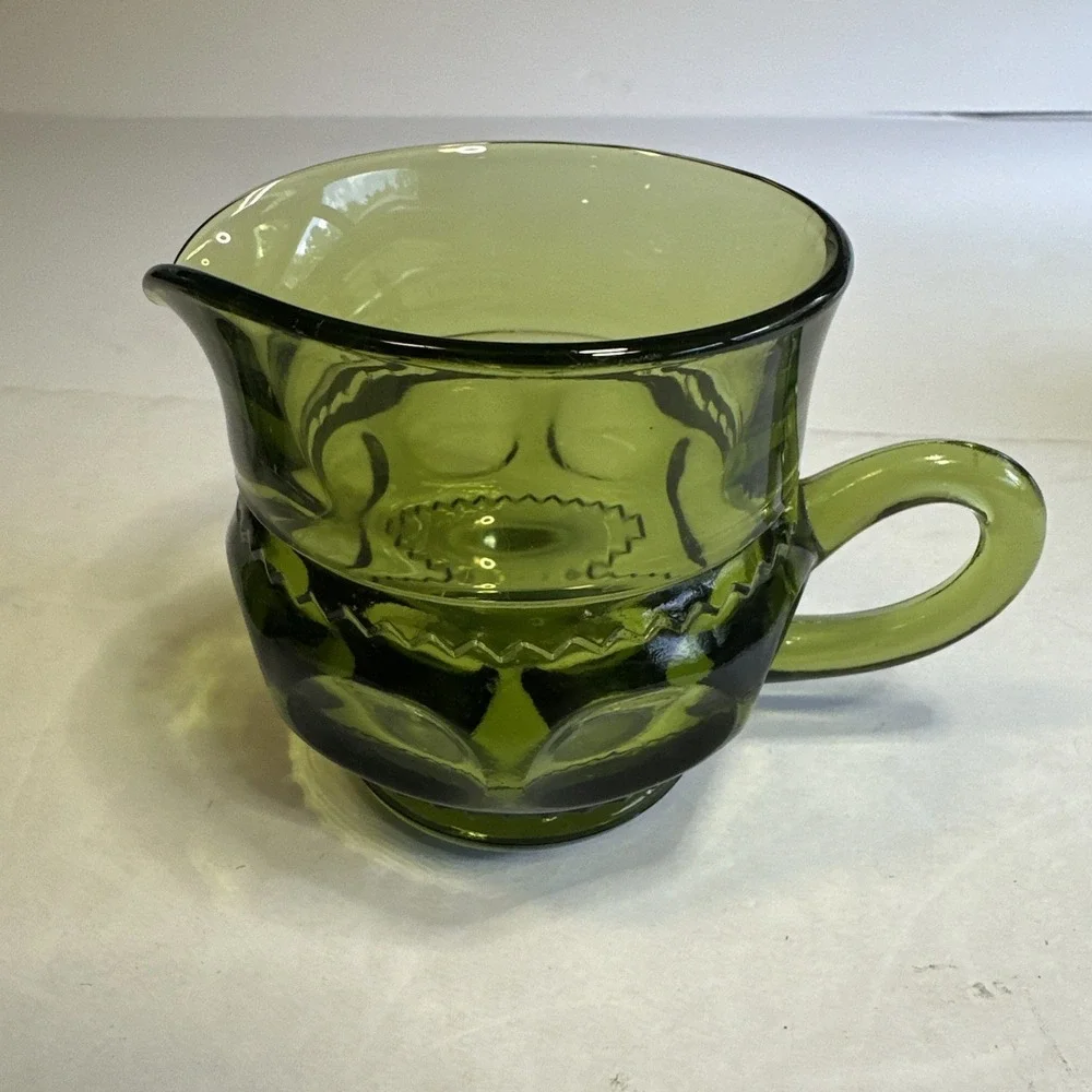 Set of Green Sugar and Creamer Dishes